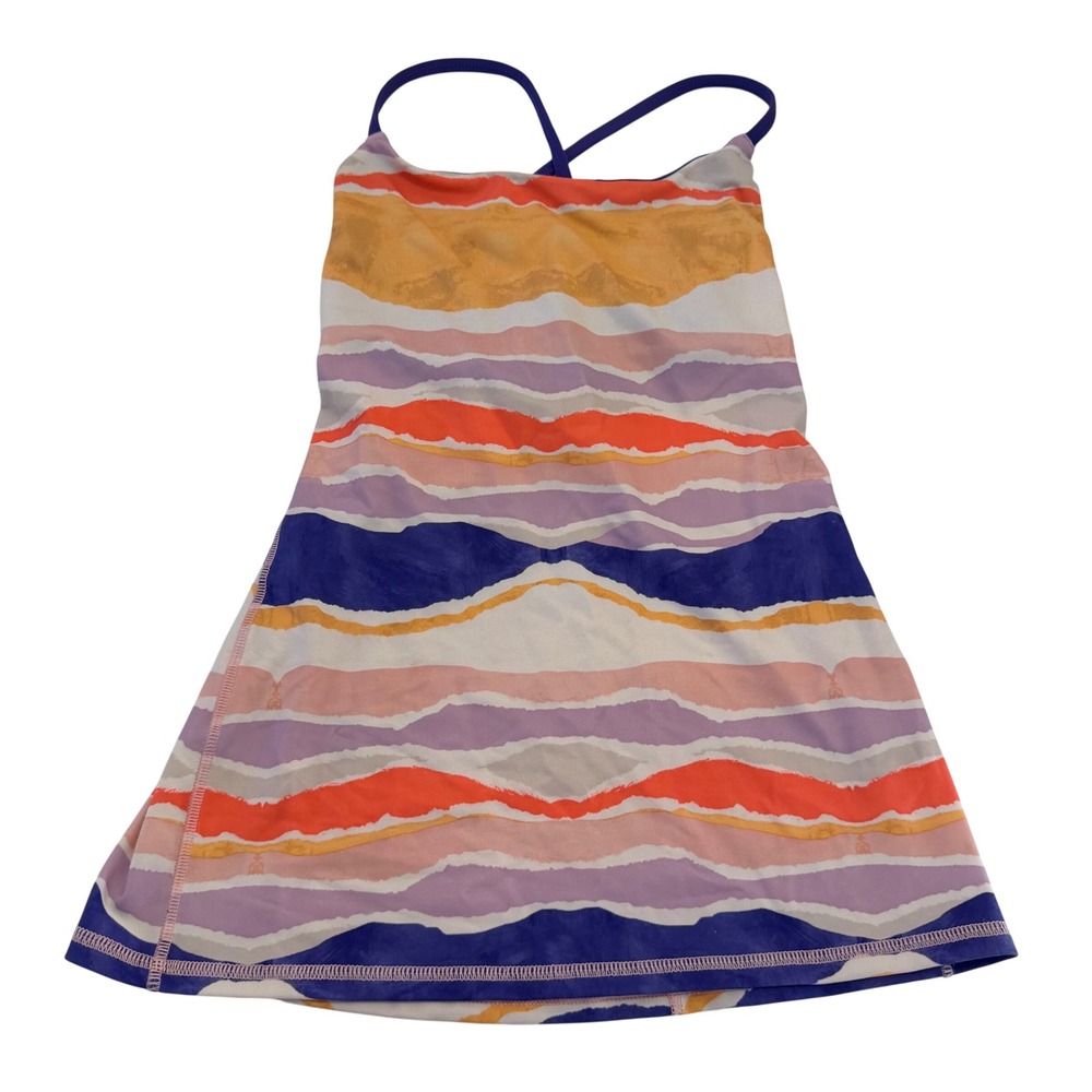 Lululemon Power Y Tank Top‎ Size 4 Multi Color Striped Strappy Back Built In Bra